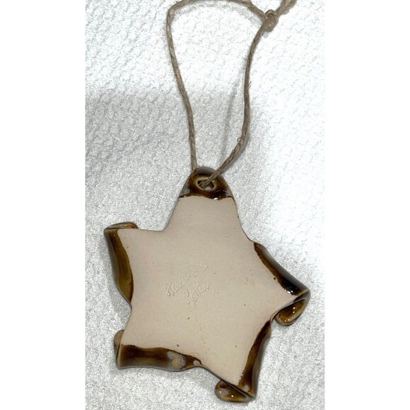 Star Pottery Ornament Ceramic Boho Rustic Earthy Unique Gift Signed Heartless 4" - Picture 6 of 7